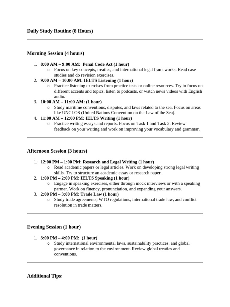 Daily Study Routine Presumtion | PDF | International English Language ...