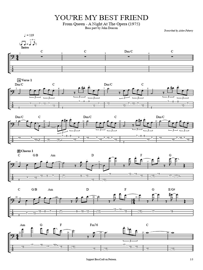 You Ara My Best Friend BAS Tab | PDF | Music Industry | Recorded Music