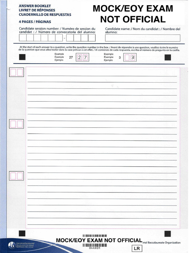 IB Exam Answer Booklet | PDF