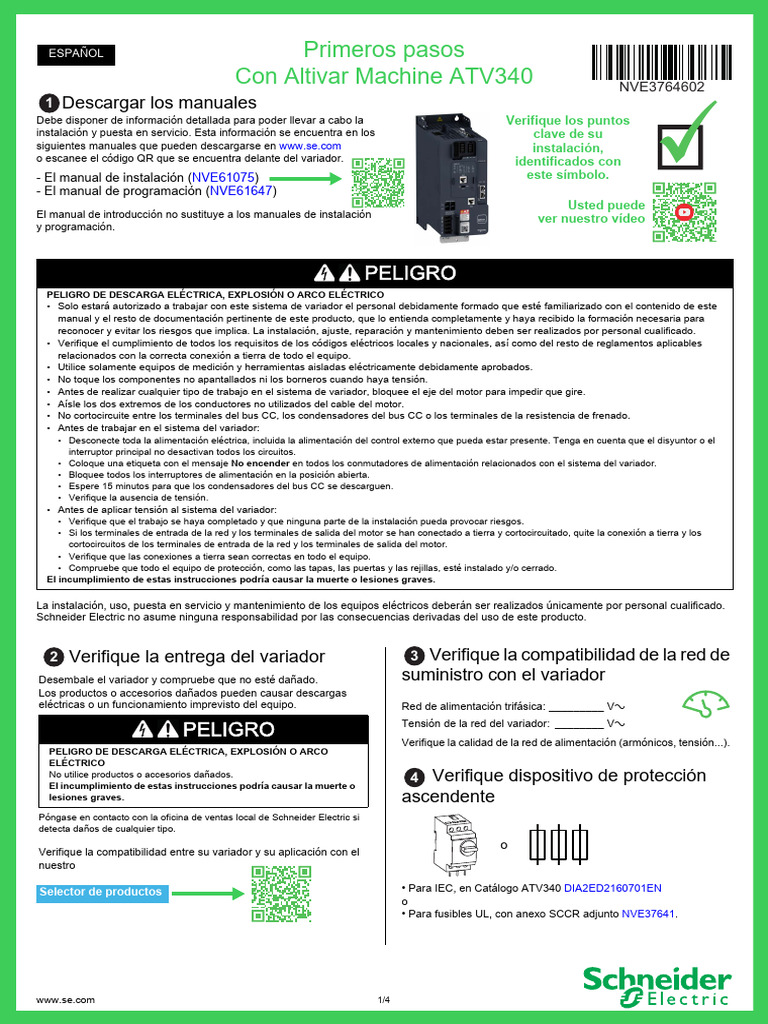 ATV340 Getting Started ES NVE37646 02 | PDF