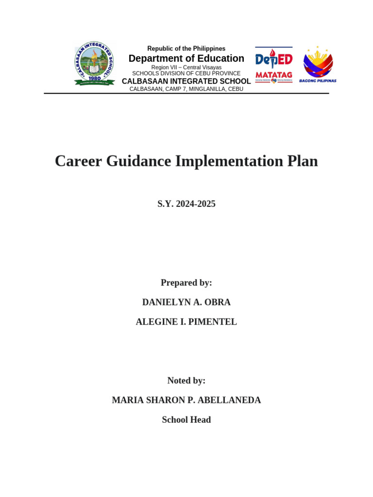 Career Guidance Implementation Plan | PDF | School Counselor ...