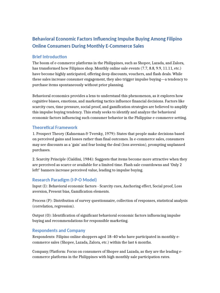 Impulse Buying Research Document | PDF | Impulsivity | Behavioral Economics