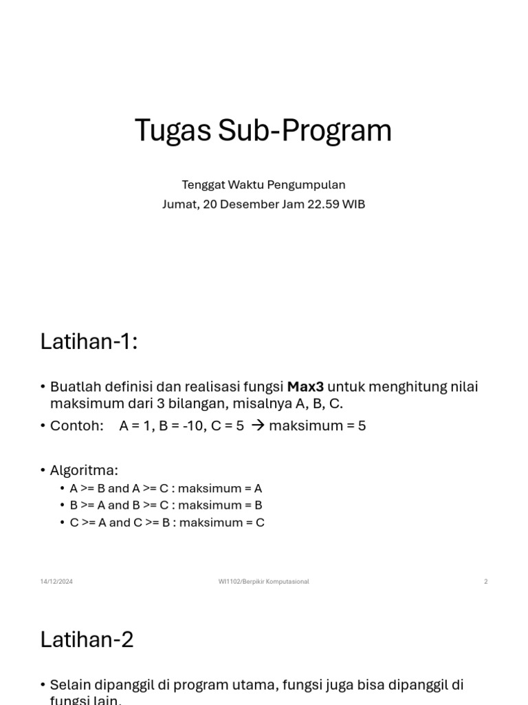 Latihan Sub Program | PDF