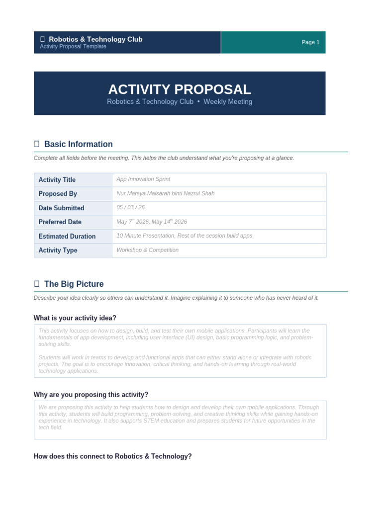 Activity Proposal Template | PDF | Creativity | Thought