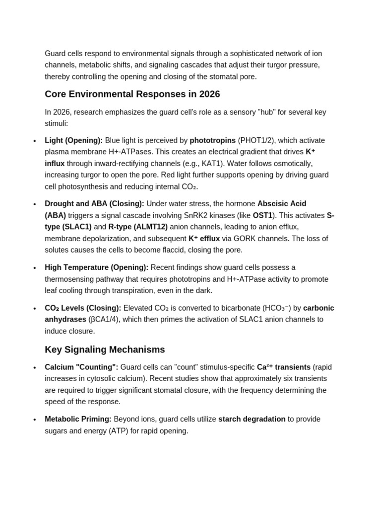 Guard Cells Respond To Environmental Signals Deva PP | PDF