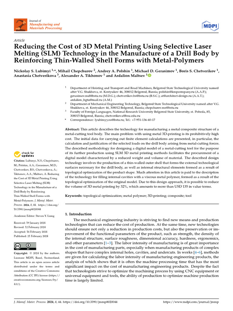 Reducing the Cost of 3D Metal Printing Using Selective Laser | PDF ...