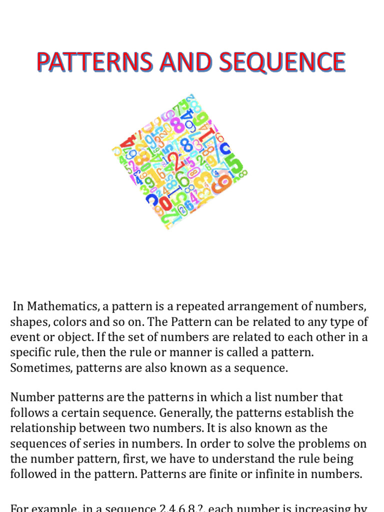 WEEK 4 CHAPTER 3. Patterns Sequence | PDF | Numbers | Multiplication