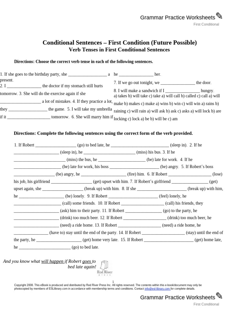 1st Conditional Handouts | PDF | Syntax | Grammar