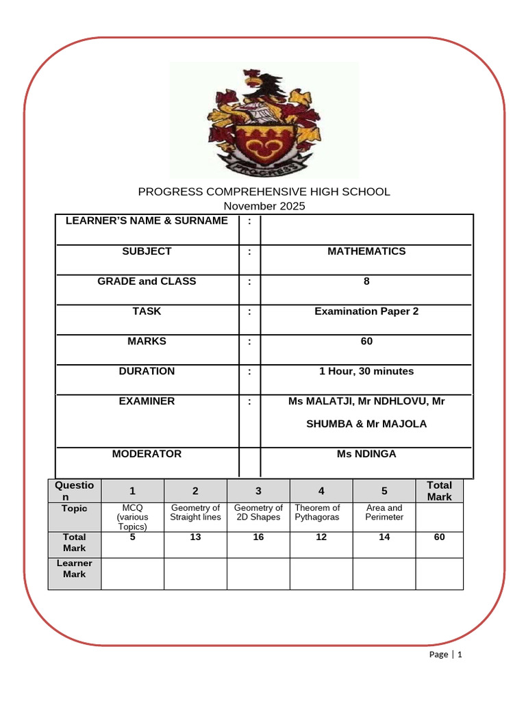 Grade 8 2024 Nov P2 | PDF