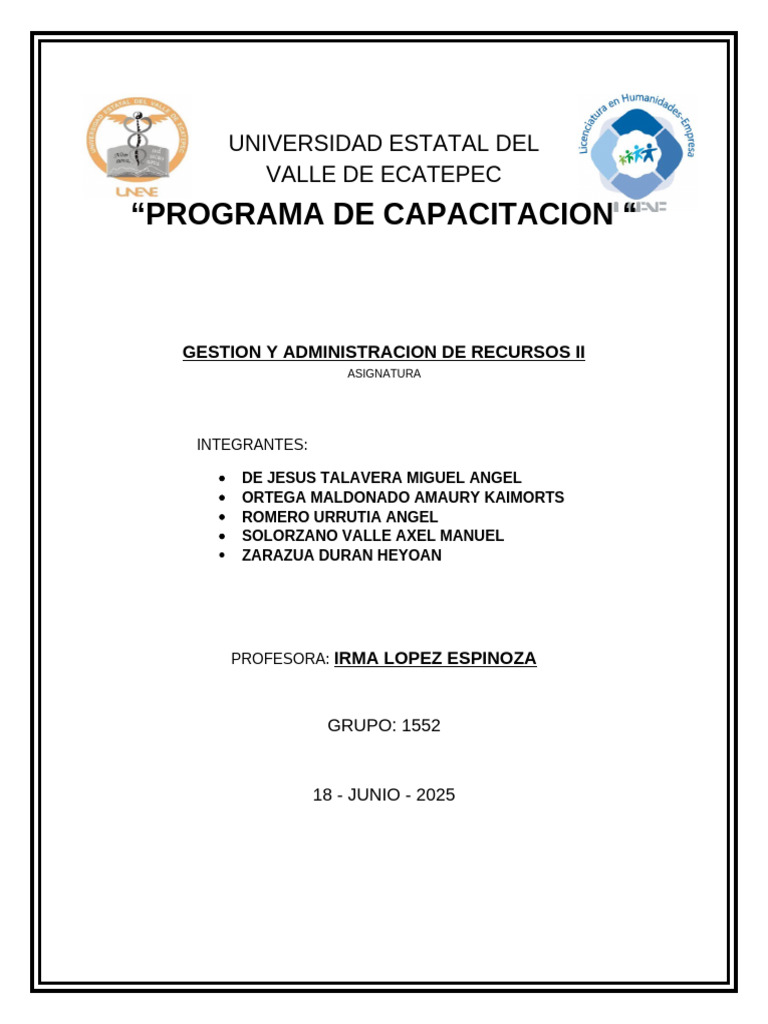 Programa Capacitacion | PDF | Gestión de recursos humanos