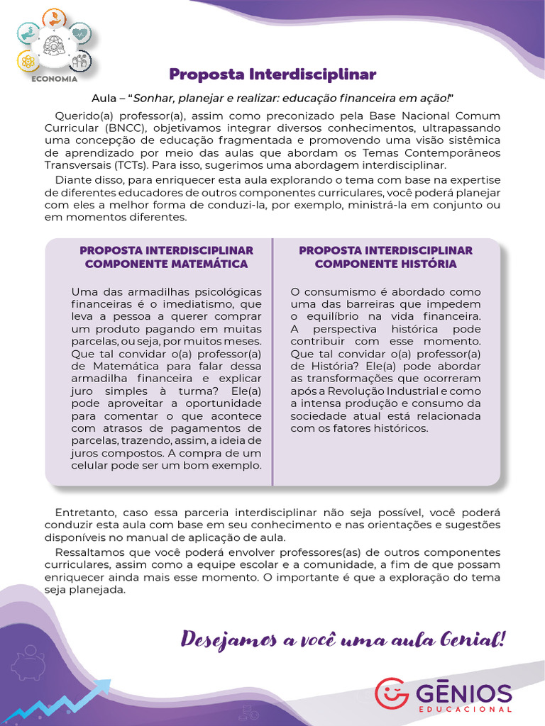 Proposta Interdisciplinar Sonhar Planejar | PDF | Interdisciplinaridade ...