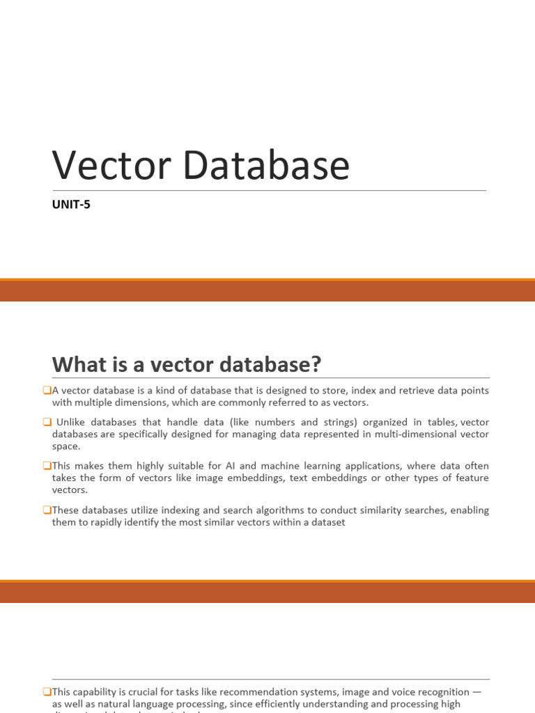Unit-5 Vector Database | PDF | Databases | Information Retrieval