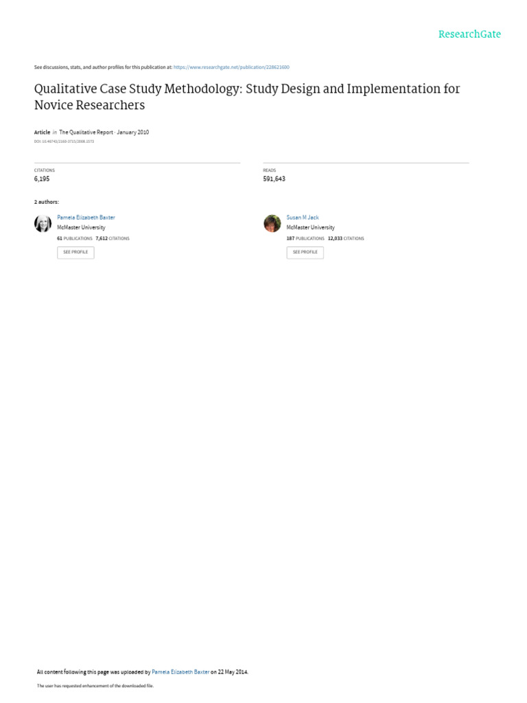 Qualitative Case Study Methodology Study Design An | PDF