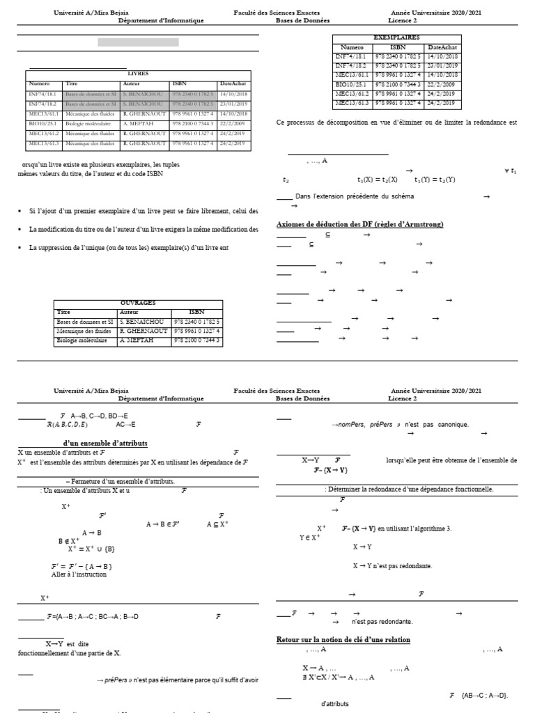CHAPITRE 3 - DF Et Normalisation | PDF | Informatique | Mathématiques ...