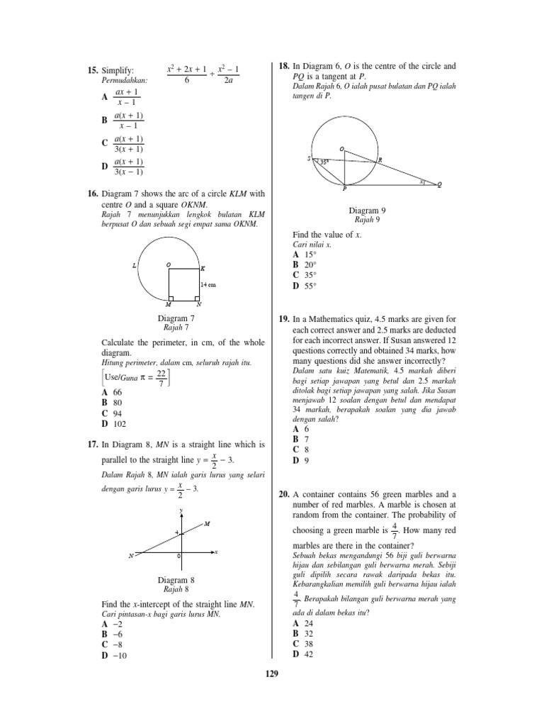 Math Form 3 PT3 Set 2 | PDF