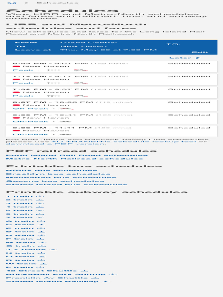 MTA Schedules | PDF
