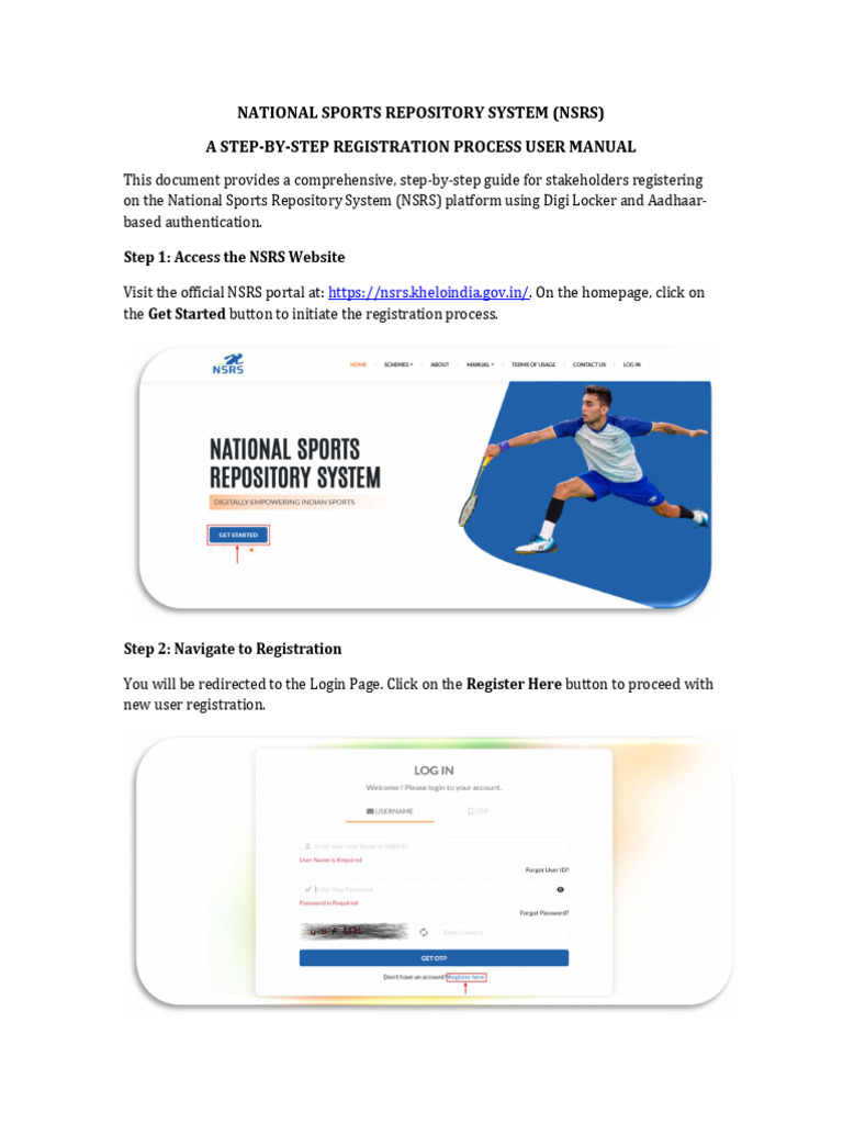 NSRS Registration User Manual | PDF