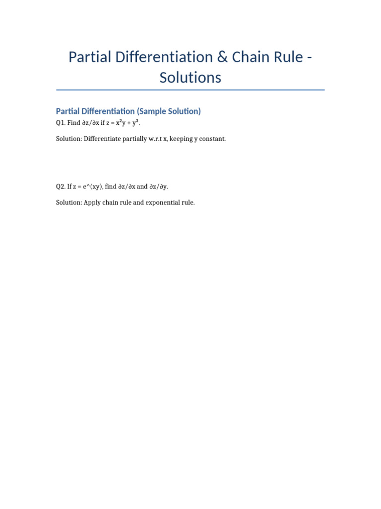 Partial Diff and ChainRule PRO SOLUTIONS | PDF