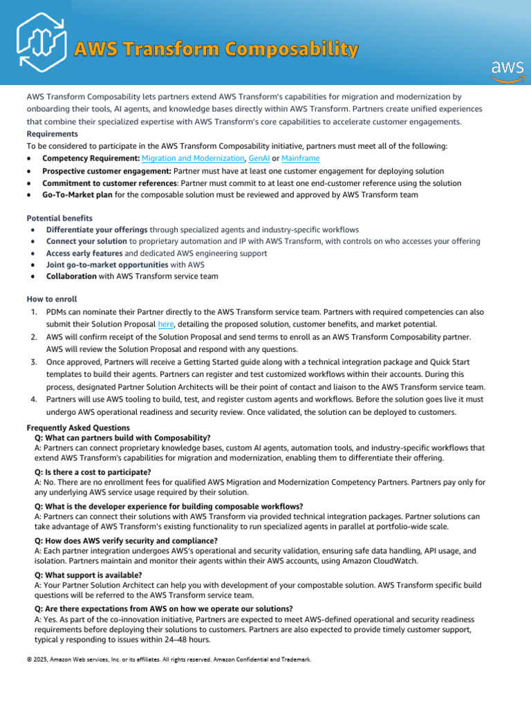 AWS Transform Composability One-Pager | PDF | Amazon Web Services ...