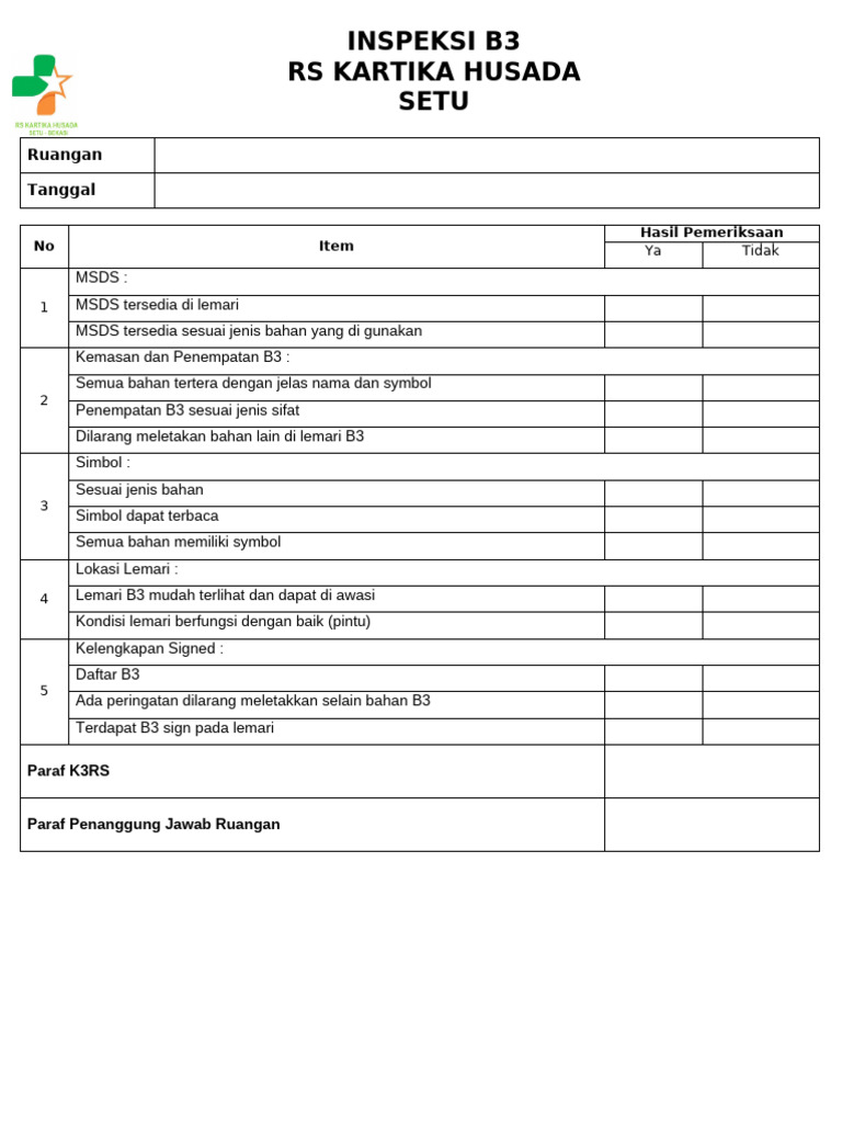 Form Inspeksi B3 | PDF