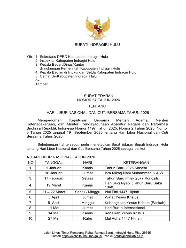Se Hari Libur Nasional 2026 | PDF