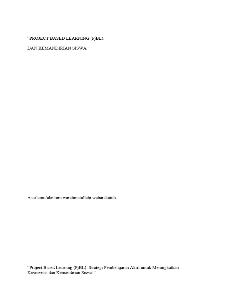 CONTOH SCRIPT MODERATOR - PROJECT BASED LEARNING (PJBL) 2 | PDF