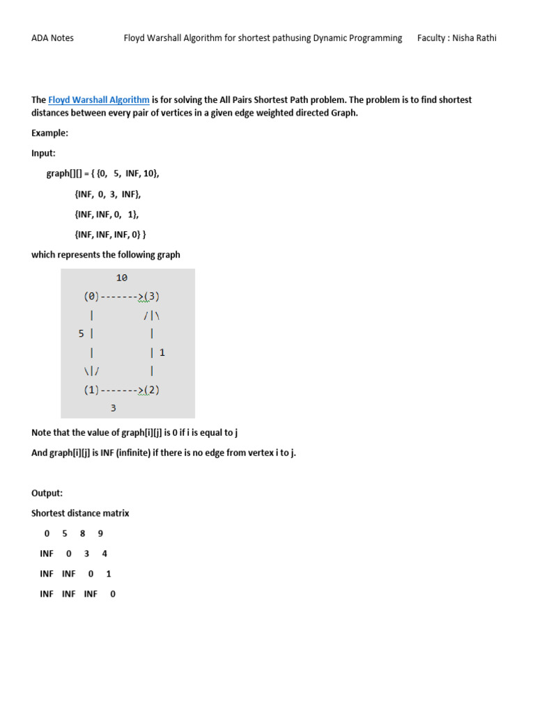 DP Floyd Warshall | PDF | Applied Mathematics | Theoretical Computer ...