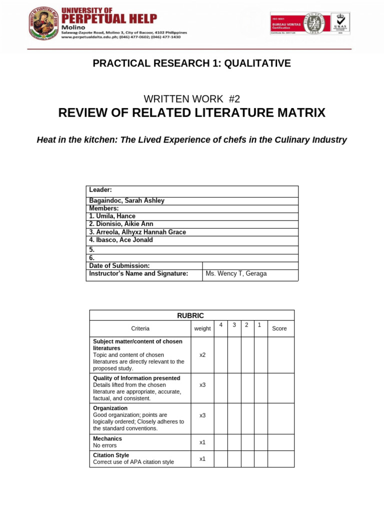 WW2 RRL-Matrix | PDF | Leadership | Employment
