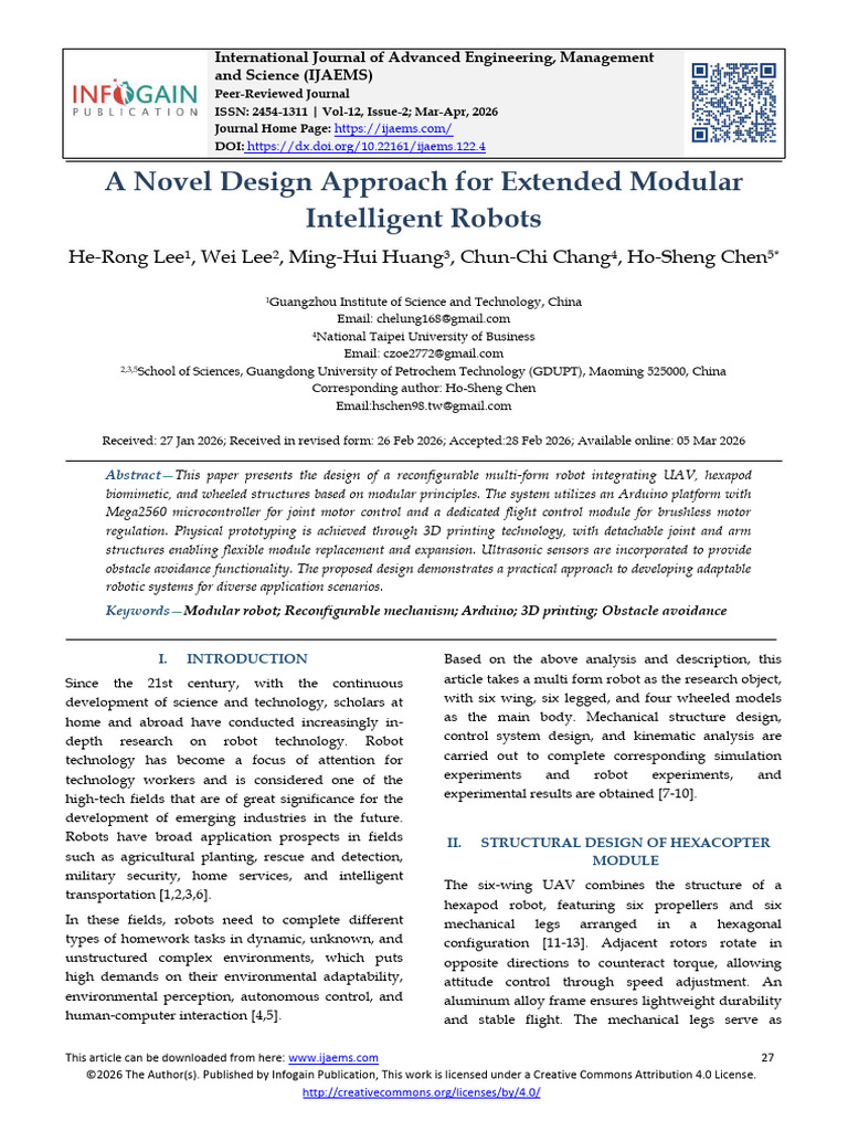 A Novel Design Approach For Extended Modular Intelligent Robots | PDF ...