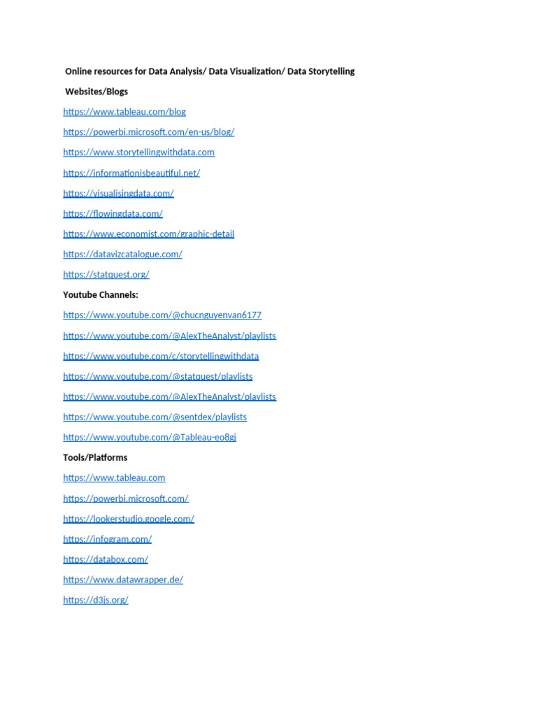 Online Resources For Data Analysis | PDF