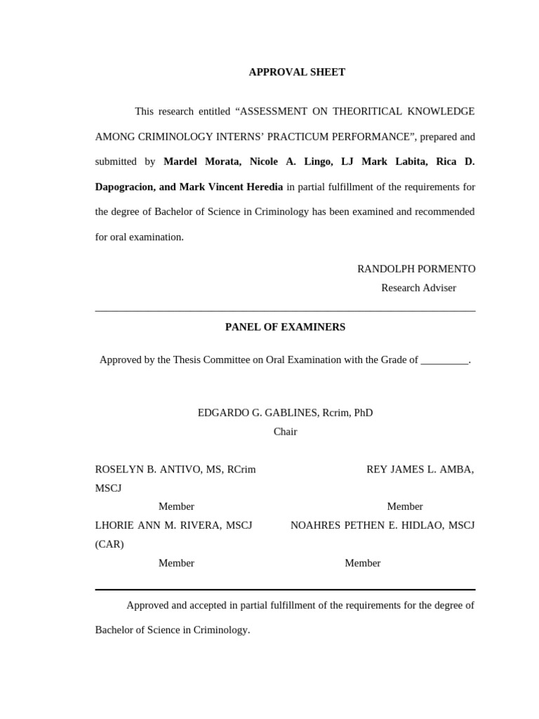 Approval Sheet | PDF