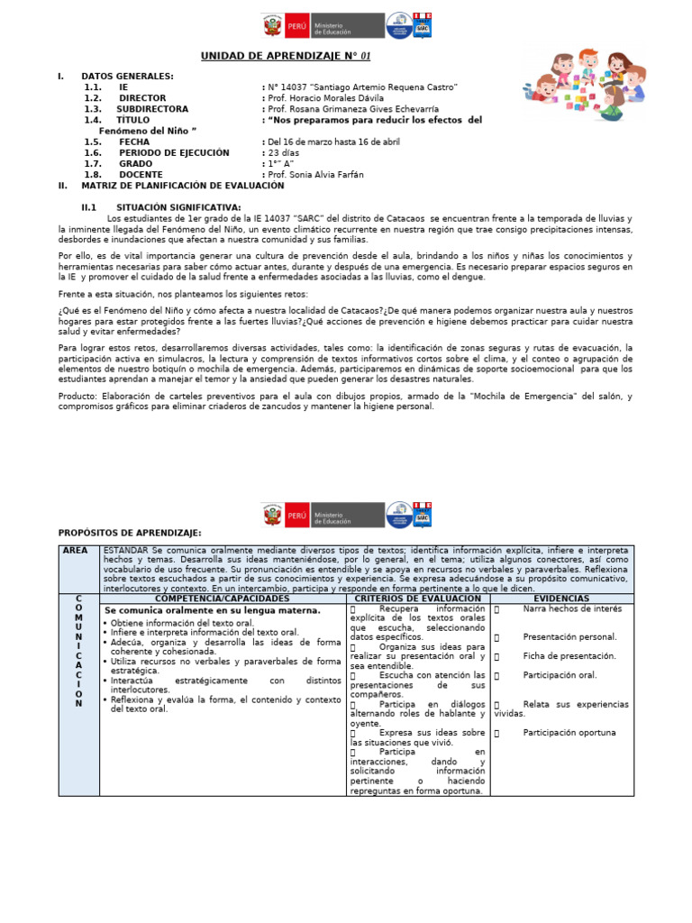 Unidad de Aprendizaje 1 Sonia | PDF | Salón de clases | Comunicación no ...