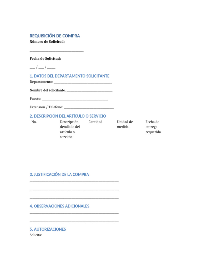 Formato Requisicion de Compra | PDF
