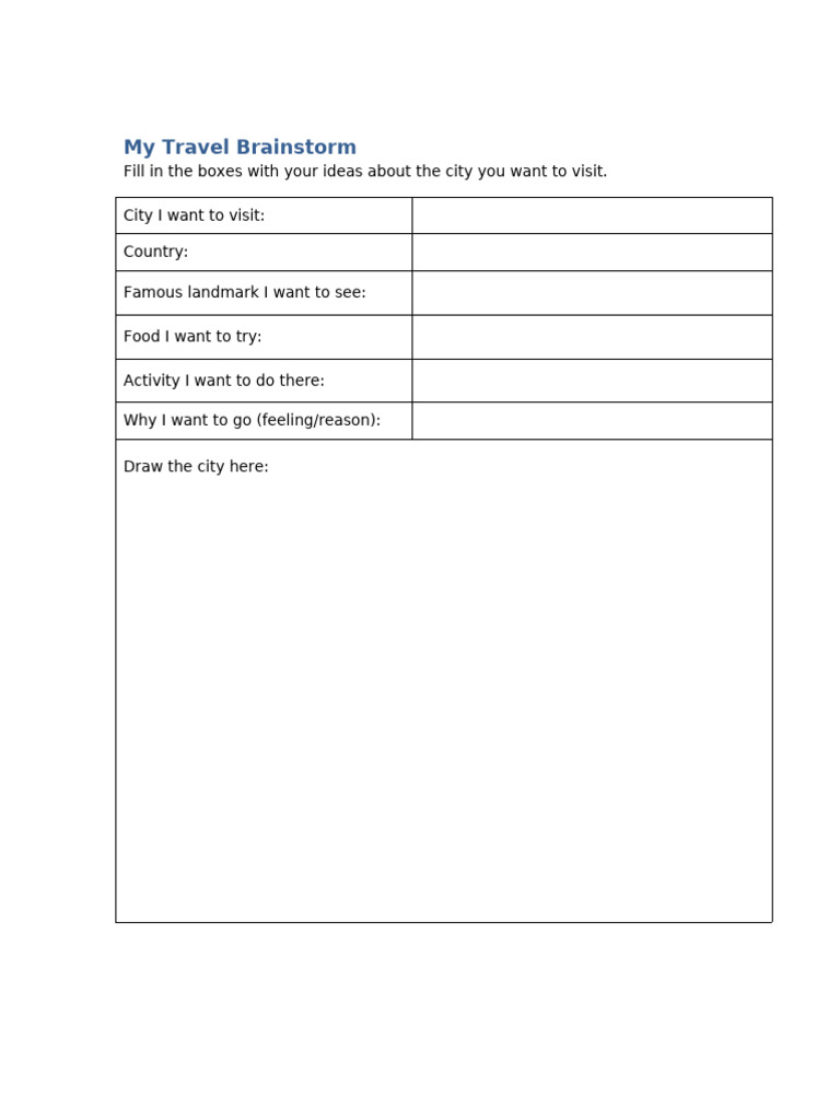 Travel Lesson Printables | PDF