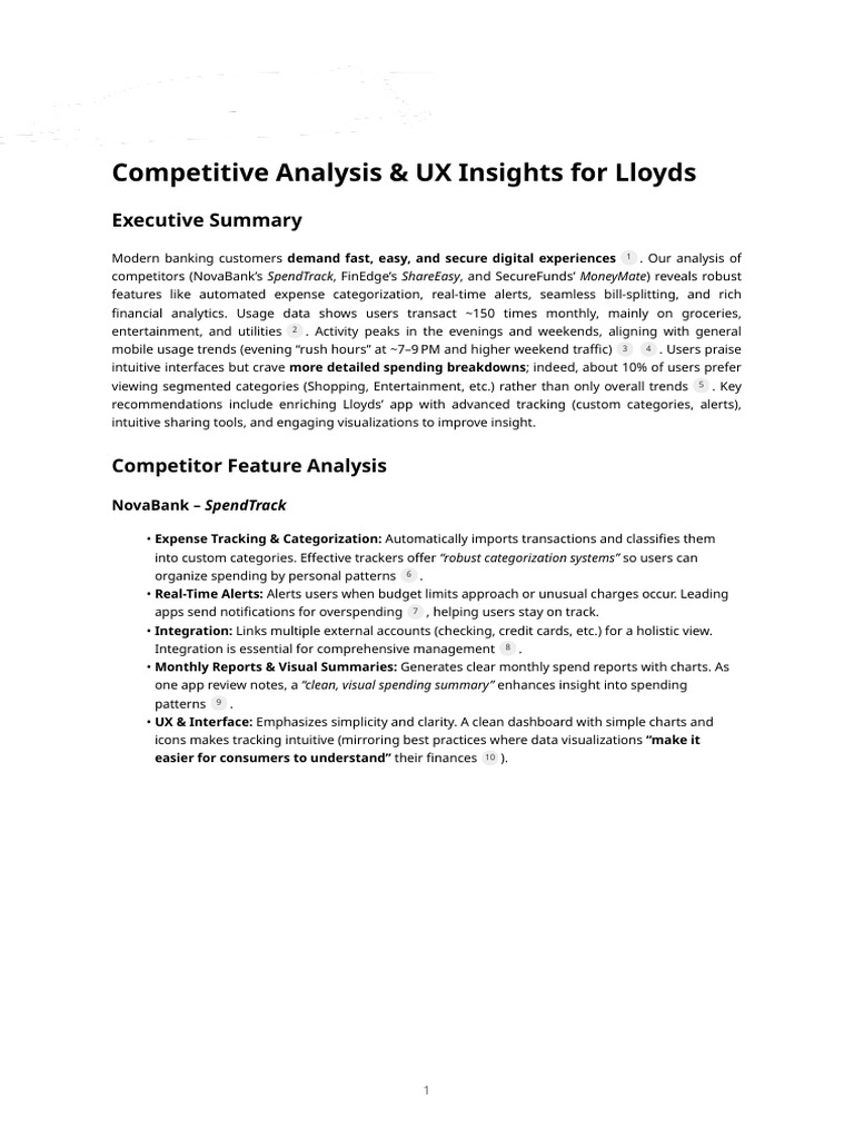 Competitive Analysis & UX Insights For Lloyds | PDF | Mobile App | User ...