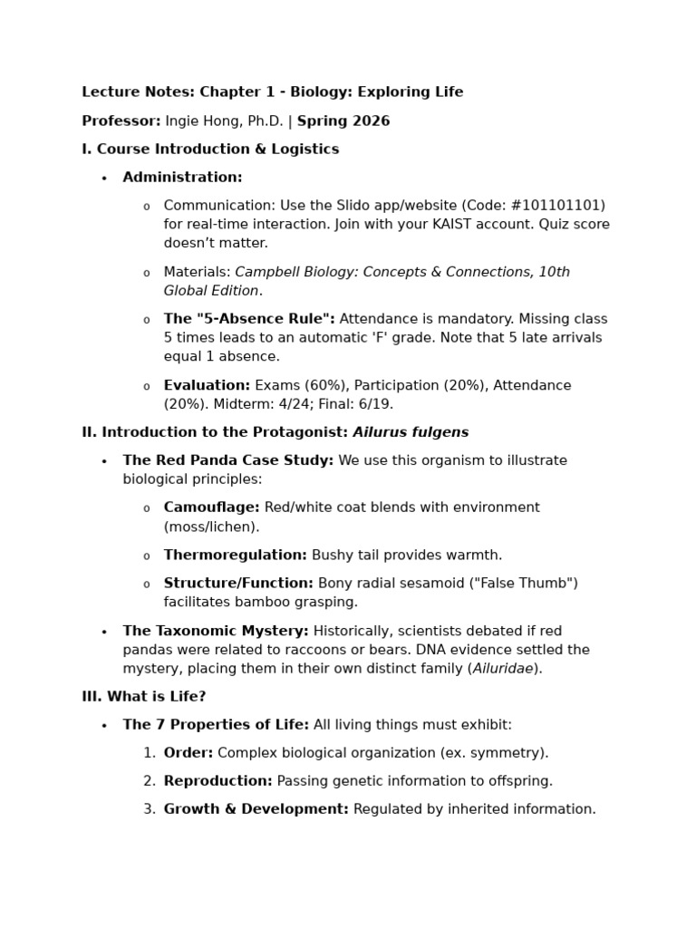 Cc10 Ch01 Lecture Notes | PDF | Life | Evolution