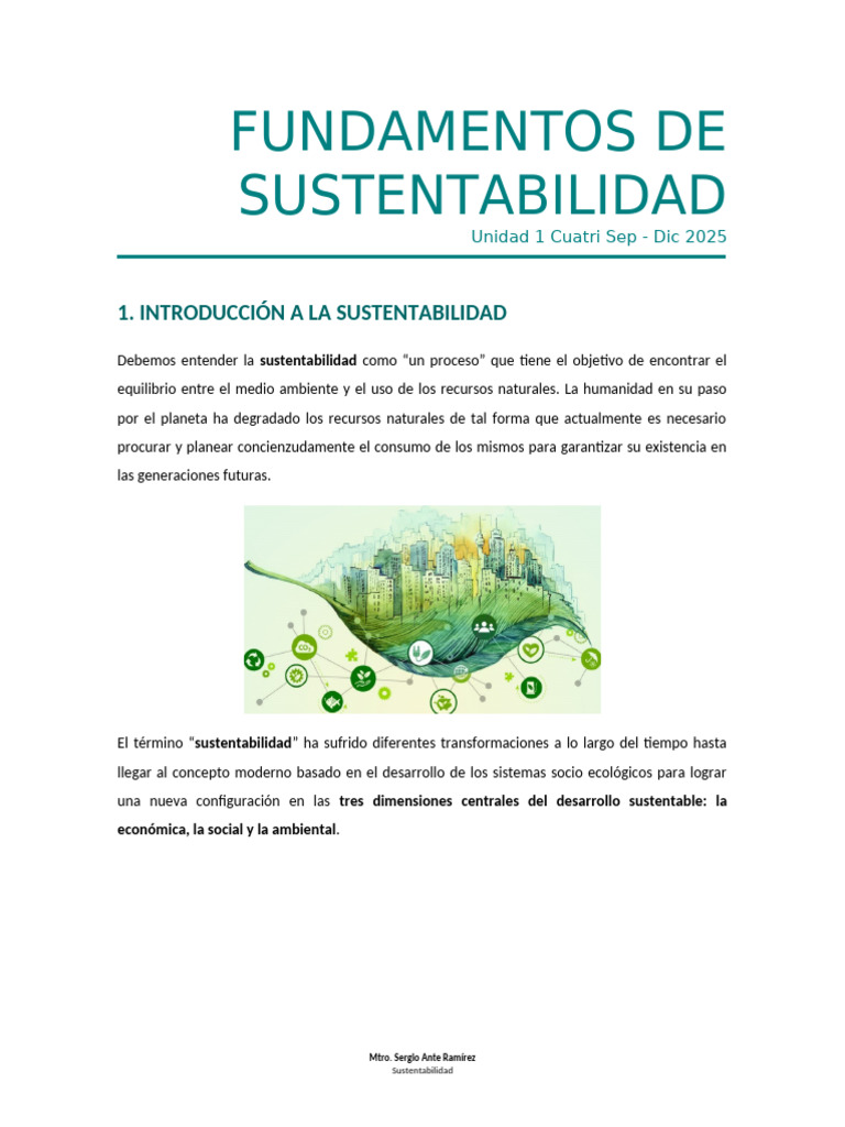 Unidad 1 Fundamentos de Sustentabilidad | PDF | Sustentabilidad ...