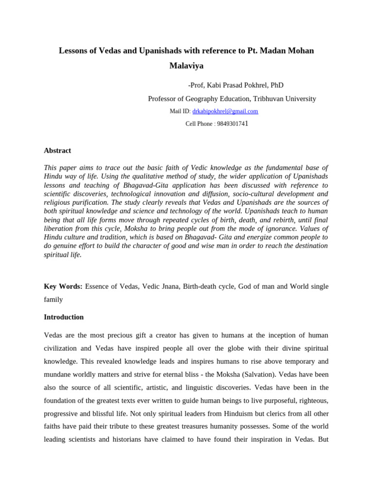 Lessons of Vedas and Upanishads | PDF | Vedas | Moksha