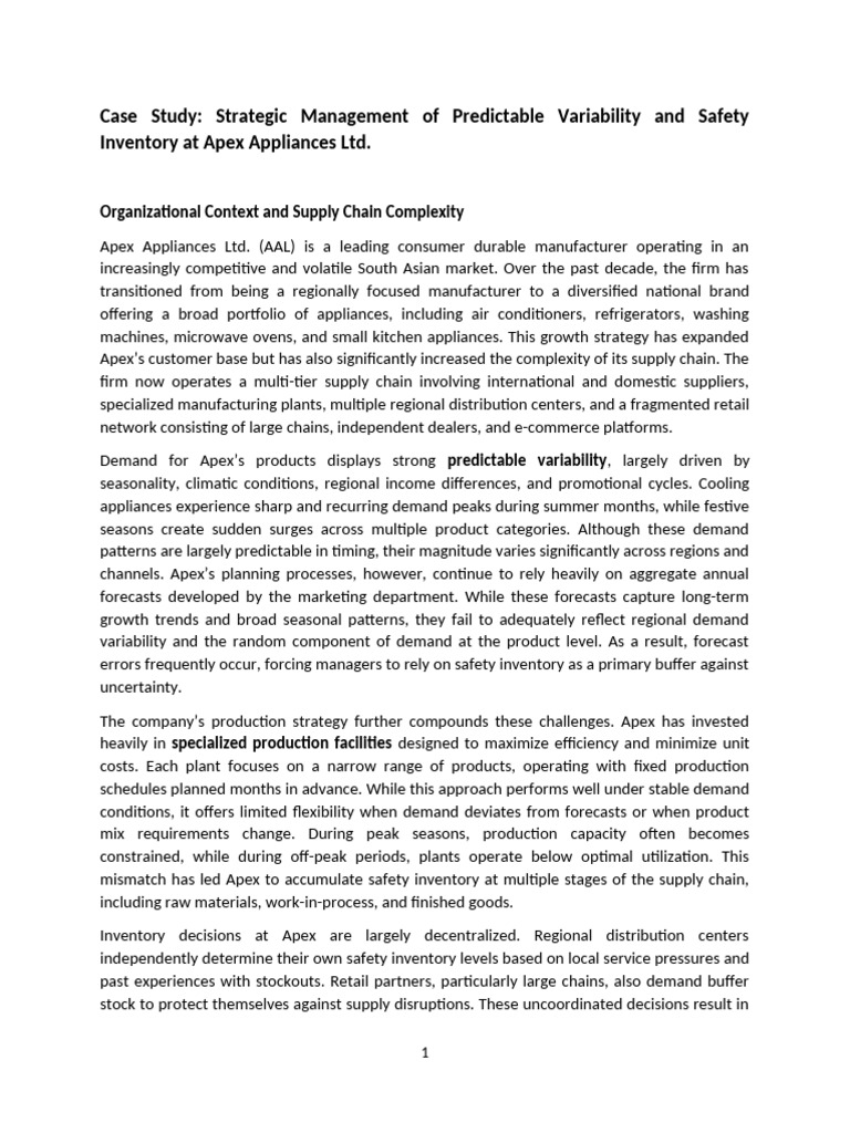 Case Study SCM | PDF | Supply Chain | Inventory