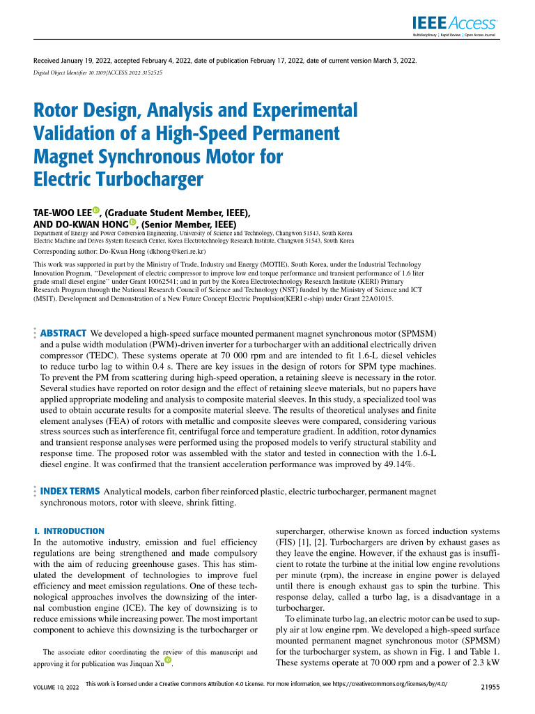 Rotor Design Analysis and Experimental Validation of a High-Speed ...
