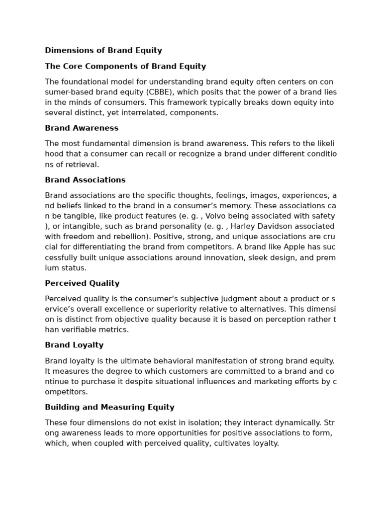 Dimensions of Brand Equity 10 | PDF