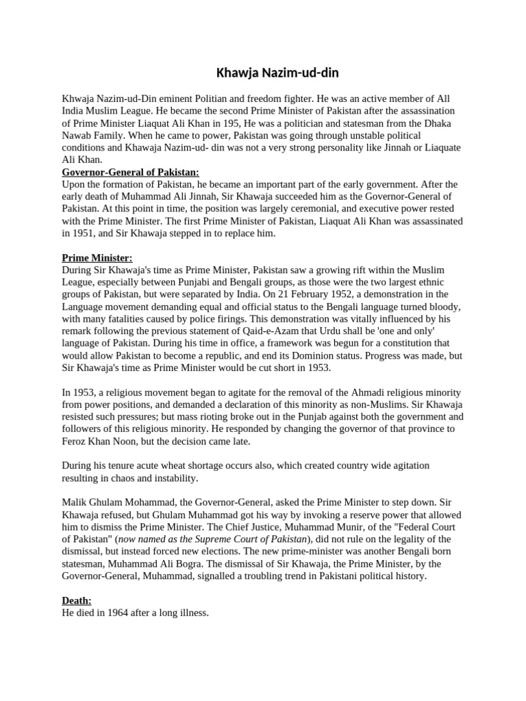 Khawja Nazim | PDF | South Asia | Pakistan