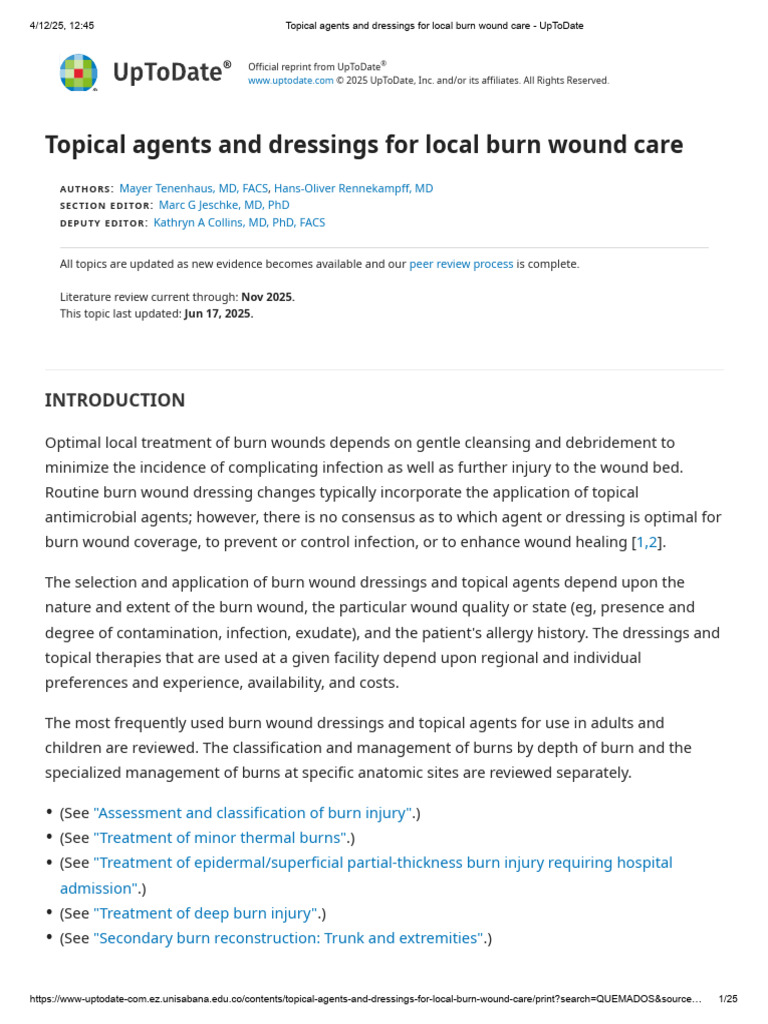 Topical Agents and Dressings For Local Burn Wound Care - UpToDate | PDF ...