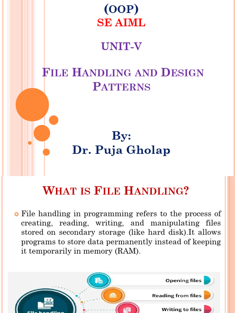 UNIT-V(File Handling and Design Patterns) | PDF | Computer File | Data Type