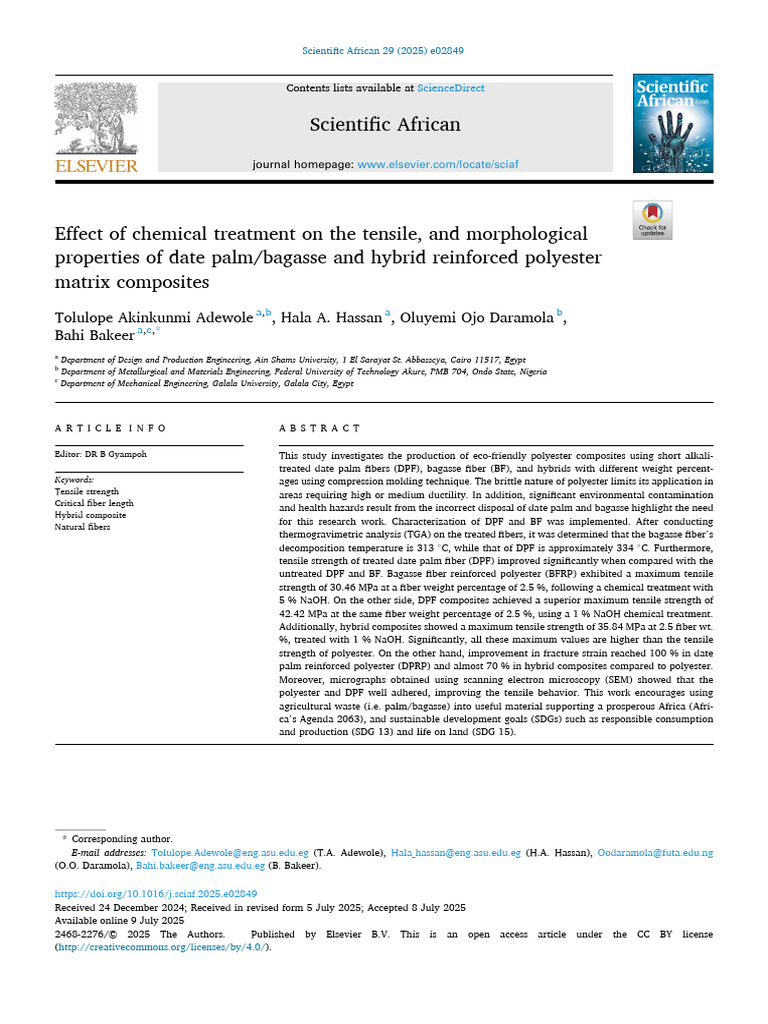 Effect of Chemical Treatment On The Tensile, and Morphological | PDF ...