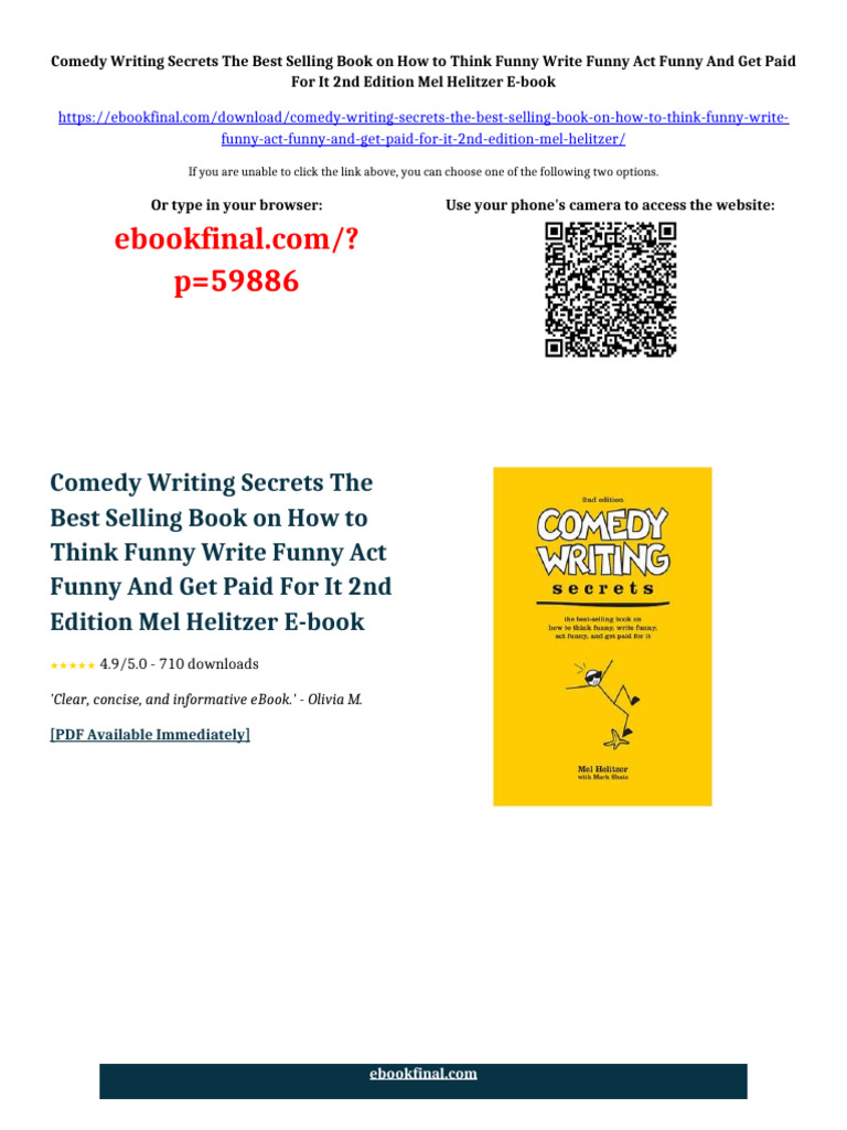 Comedy Writing Secrets The Best Selling Book on How to Think Funny ...