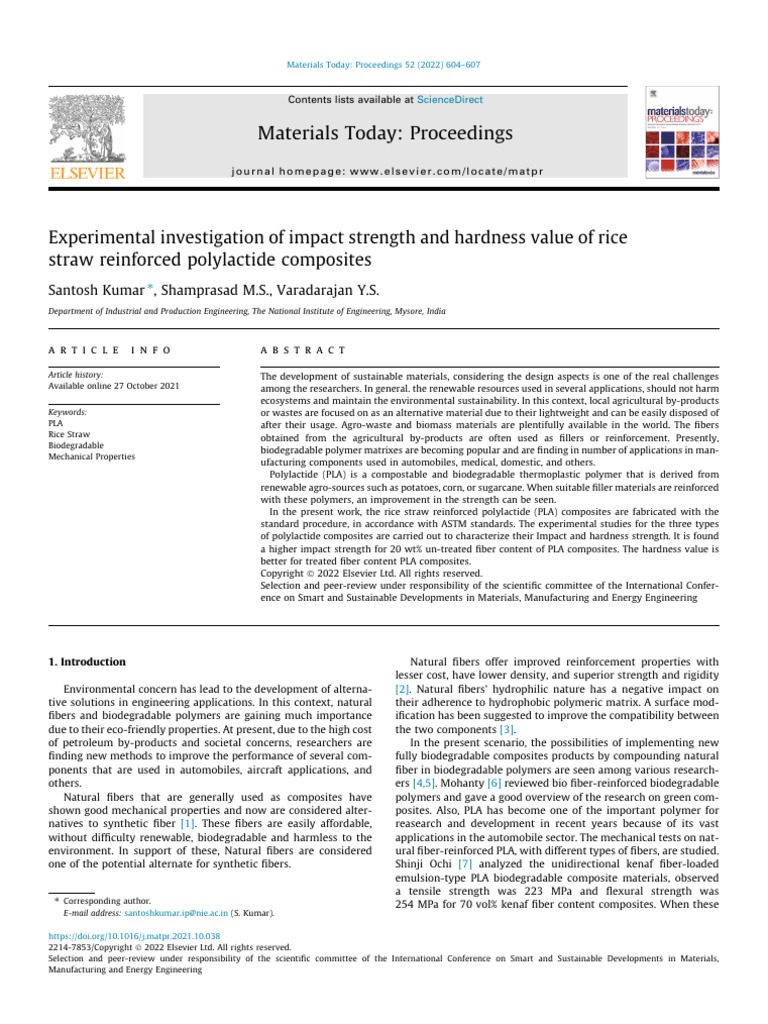 Experimental Investigation of Impact Strength and Hardness Value of ...