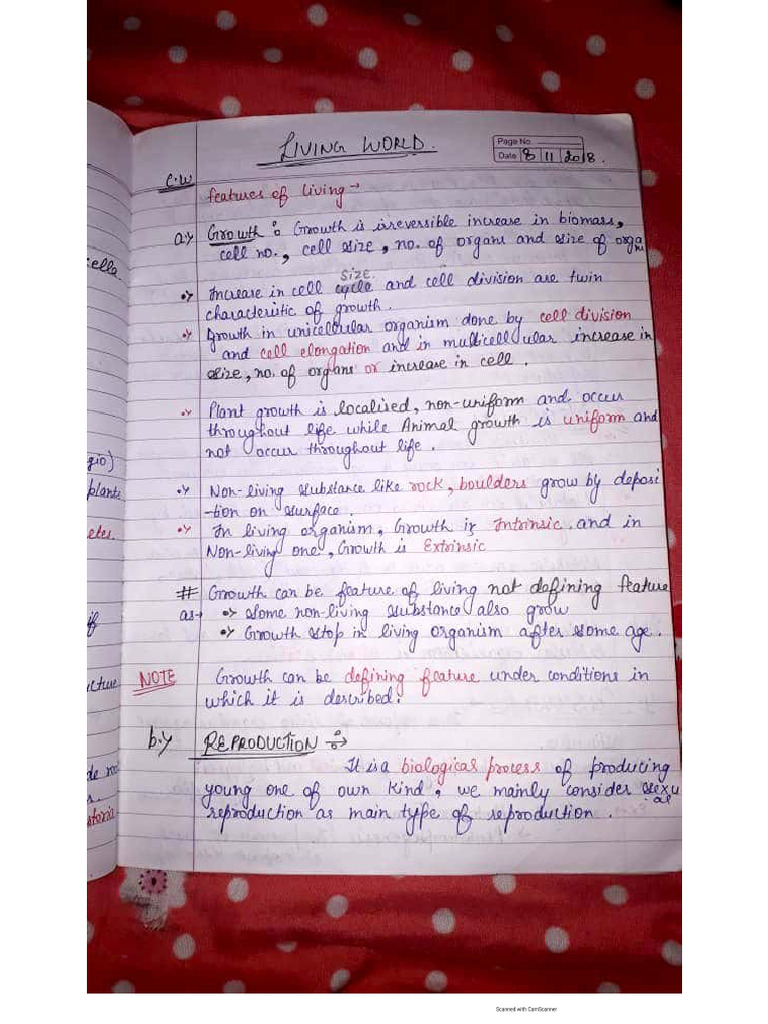 Topper Notes of Living World Living World Topper's Notes Living 1 | PDF
