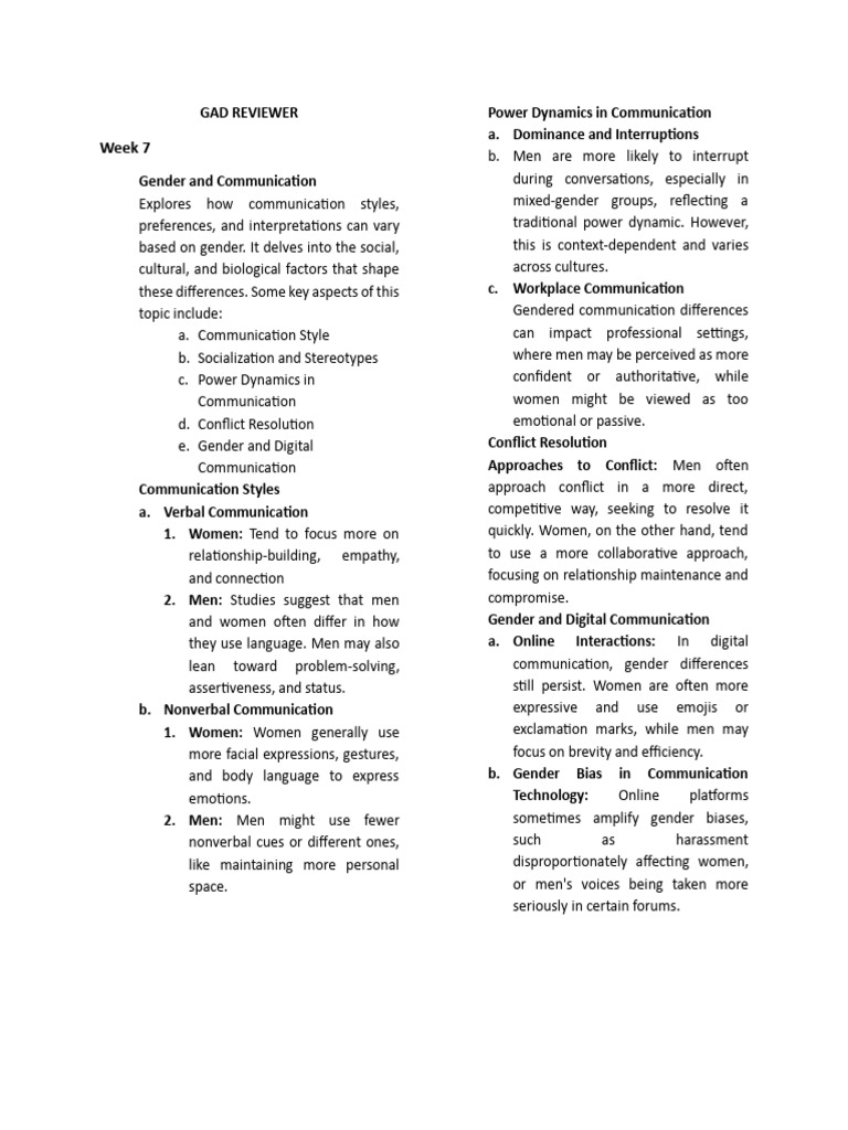 Gad Reviewer Midterm | PDF | Gender | Gender Studies