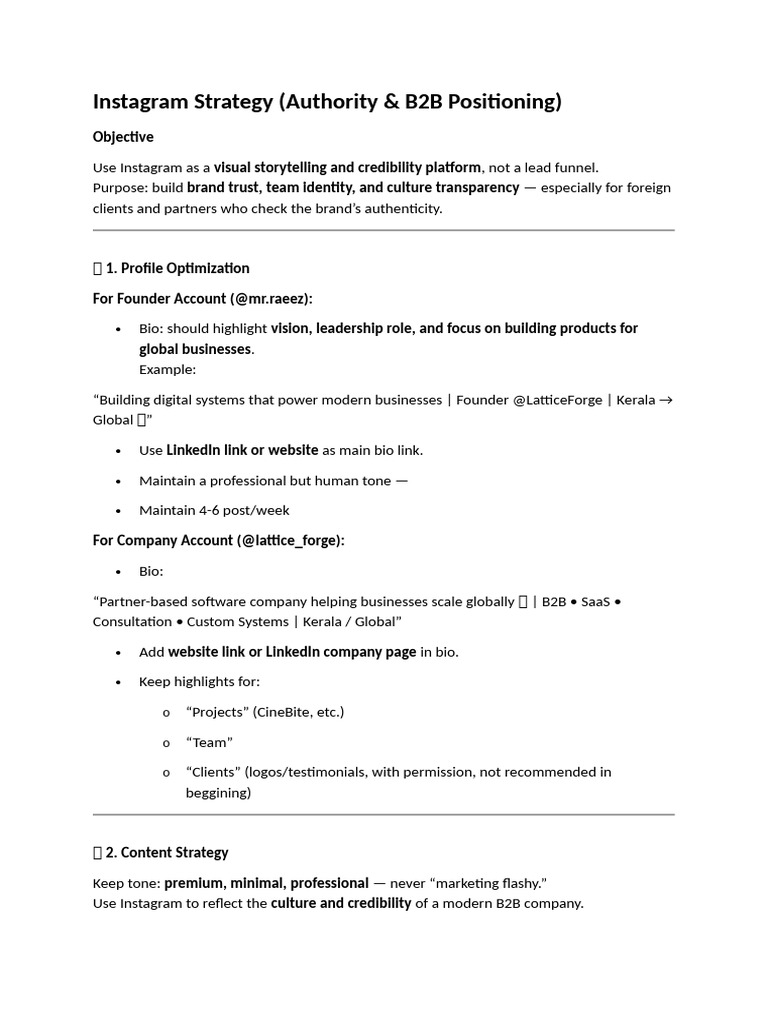Instagram Strategy | PDF | Linked In | Business